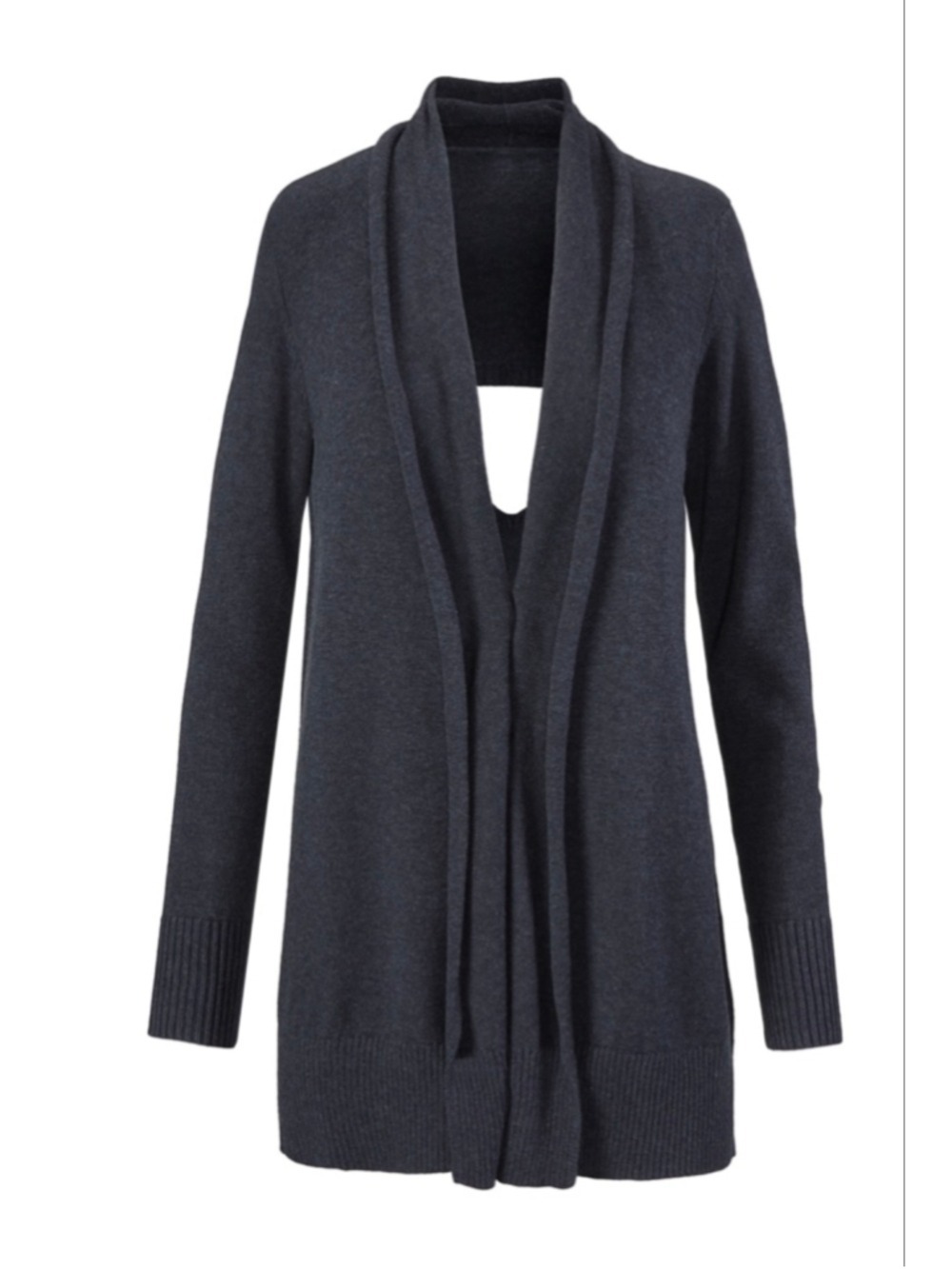Women's CAbi Victoria Sweater Cardigan Navy Shawl Collar Open Back #3360 Size M
